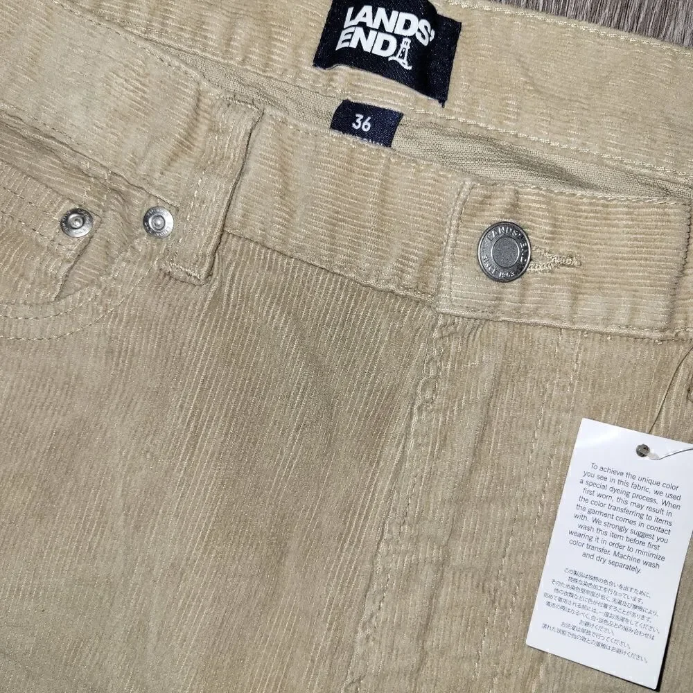Land's End Mens Traditional Fit Corduroy Pant Size 36 Tan NWT